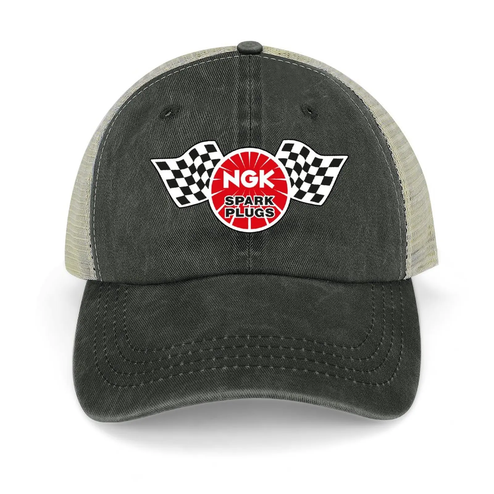 

NGK Spark Plugs vintage checkered flag (black outline) Cowboy Hat Luxury Brand foam party Hat Hats For Women Men's