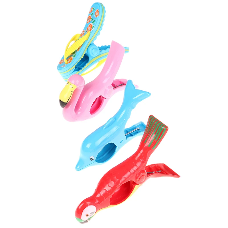 1PC Cute Cartoon Flamingo Dolphin Parrot Slipper Towel Wind Clip Peg Beach Sunbed Pool Towel Clip Clothespin for Children