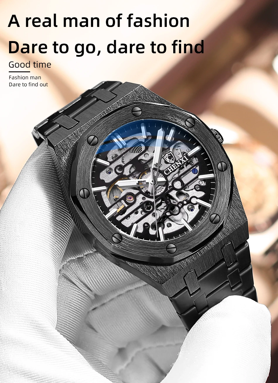 CHENXI 2021 New 8848 Automatic Men Top Brand Mechanical Tourbillon Wristwatch Waterproof Business Stainless Sport Male Watches