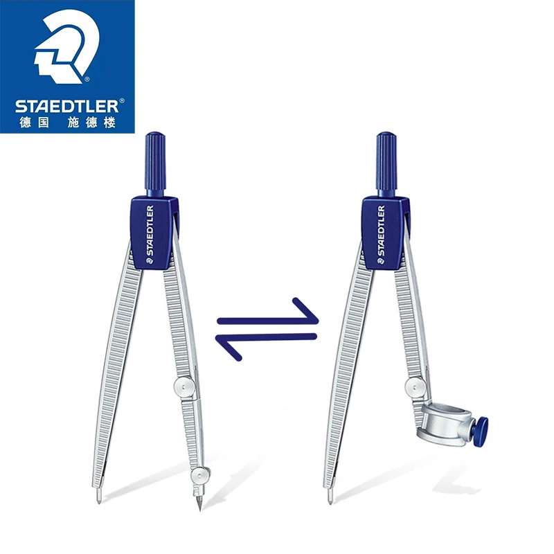 유니버설 어댑터가 포함된 STAEDTLER Noris Club 학교용 나침반, 무딘 모서리의 안전핀 포함, 길이 124mm, 최대. 직경 300mm