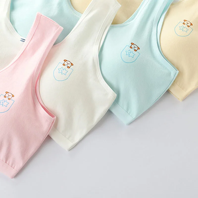 Children's Breast Care Girls Bras Age 8-16 Years Cotton Teens Girls Sponge Cup Teenage Girl Underwear Kids Vest 4 Pcs/Lot training bra cotton bra
