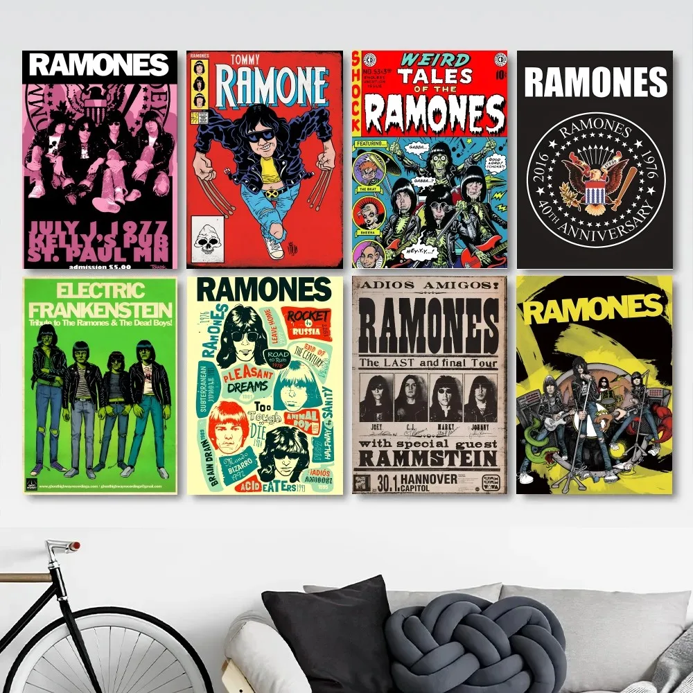 Rock Band Ramones Poster Stickers Living Room Bedroom Entrance Cafe Wall Art Decoration Painting Decor