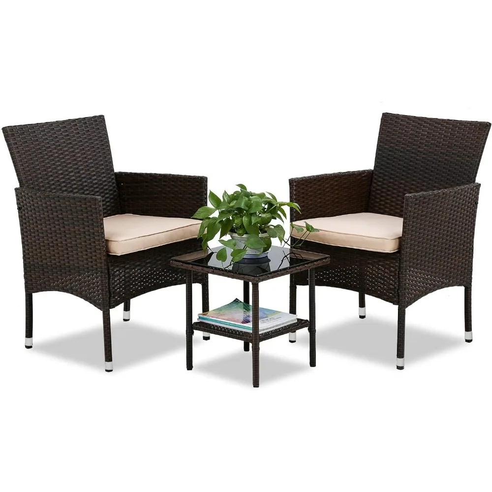 

Outdoor Patio Chair Conversation Garden Porch Furniture Sets for Yard and Bistro With Coffee Table Freight Free Set