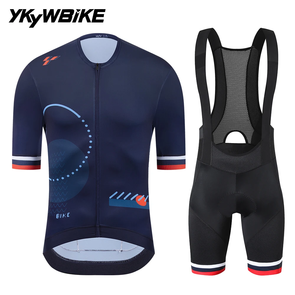 YKYWBIKE Men's Cycling Jersey Sets Bib Short Suit Short Sleeve Bicycle Clothes Road Bike Jersey Bib Shorts Cycling Clothing 3