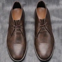 Retro Style Men Boots leather boots Men Ankle Boots #KD581 - Image 2
