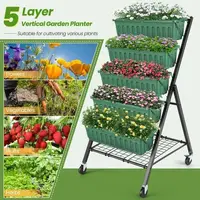 Vertical Raised Garden Bed Planter Box5 Tiers Vertical Garden Planter with Drainage System&4 Hooks for Plants Vegetables Flowers 2