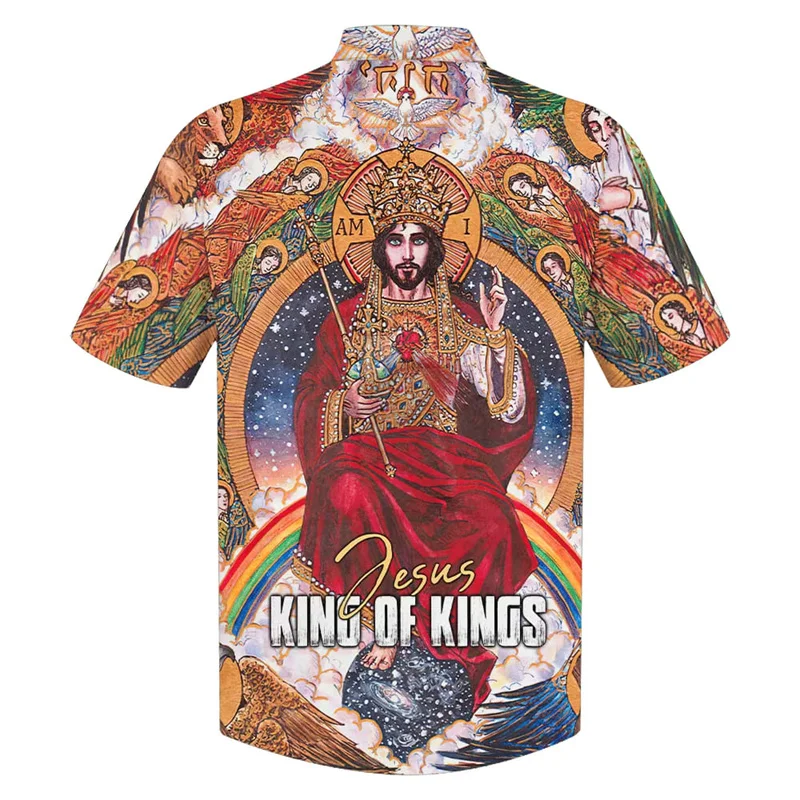 thumbnail image 1 of Camisa hawaiana personalizada de Jesucristo en estilo medieval en 3D para hombre y mujer, camisas hawaianas de playa para hombre y mujer, camisetas florales geniales de verano, 1 of 4