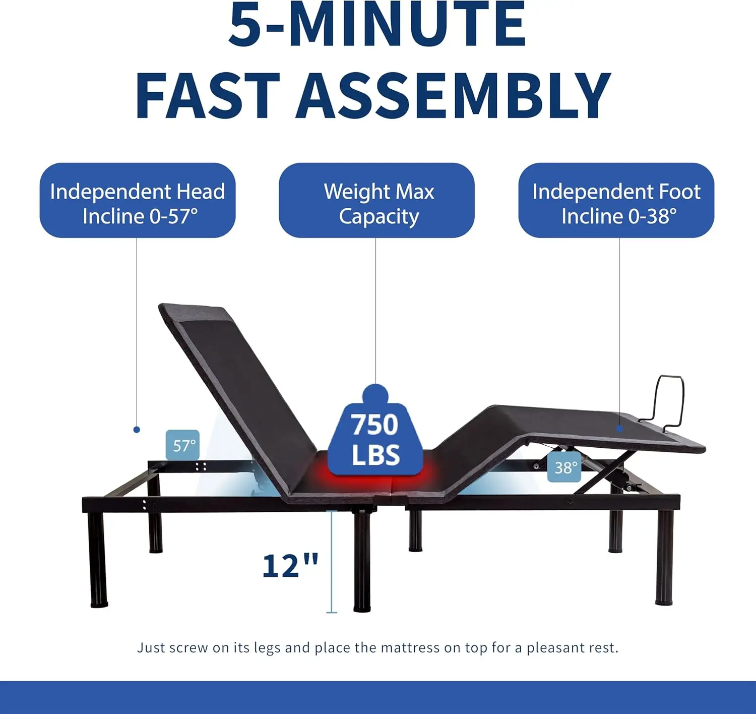 Adjustable Bed Base Frame,Electric Bed with Head and Foot Incline, Soft Cover & Zero Gravity & Wireless Remote with Backlight 2