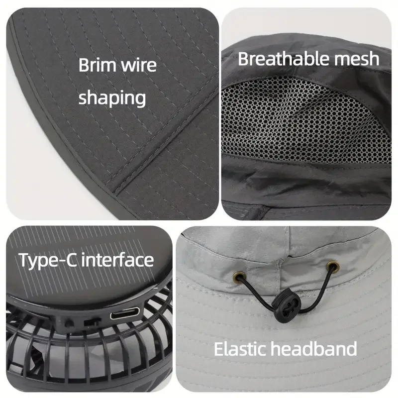 Quick Dry Sun Hat with Solar Fan for Men Outdoor