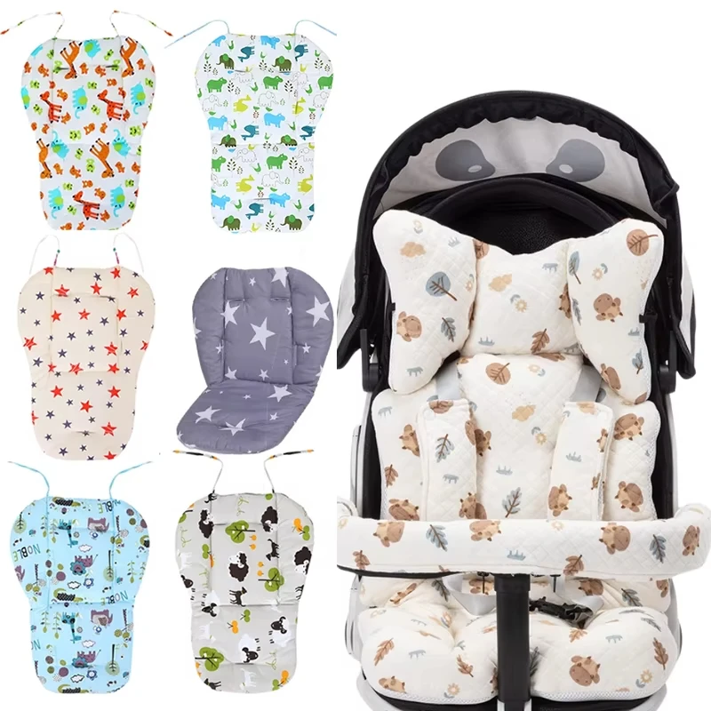 Baby Cushion for High Chair Baby Stroller Seat Cushion Cute Animal Pattern Soft Double-Sided Thick Breathable