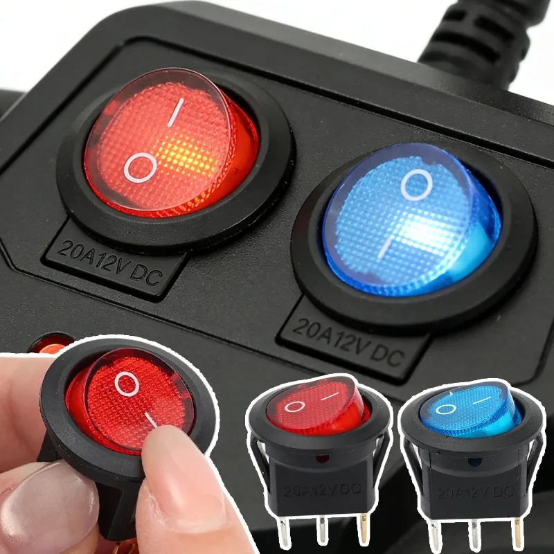 Illuminated Red LED Round Mini Rocker Switch