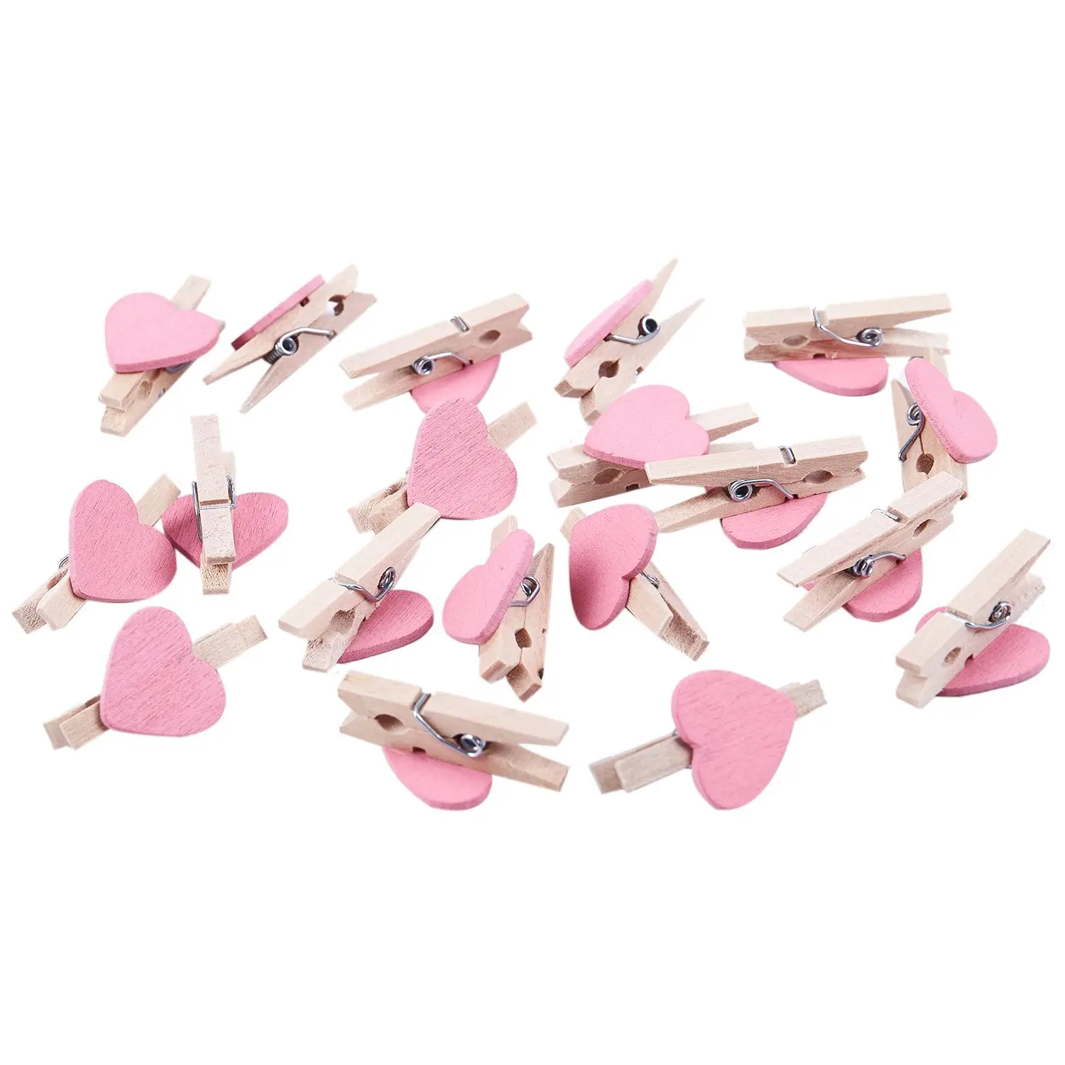 Mini Love Heart Shape Wooden Clips Message Photo Holder Album Card Paper Pegs 20 Pcs wooden clips