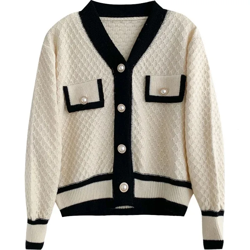 Women's Korean Fashion New Korean Loose Long-sleeved Knit Sweater Cardigans Outwear Coat 3