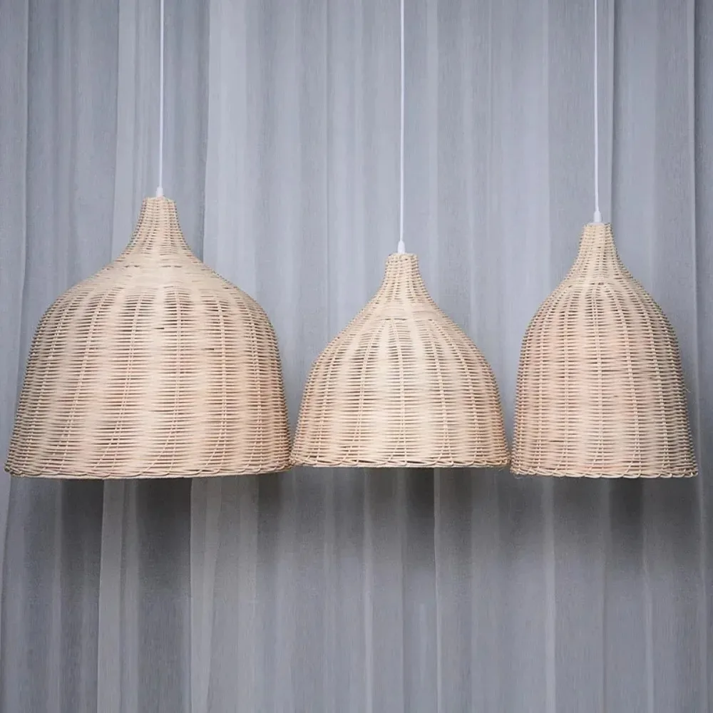 Bamboo Weaving Wicker Rattan Shade Pendant Light Lamps Handmade Lampshade Home Decoration Rattan Pendant Light