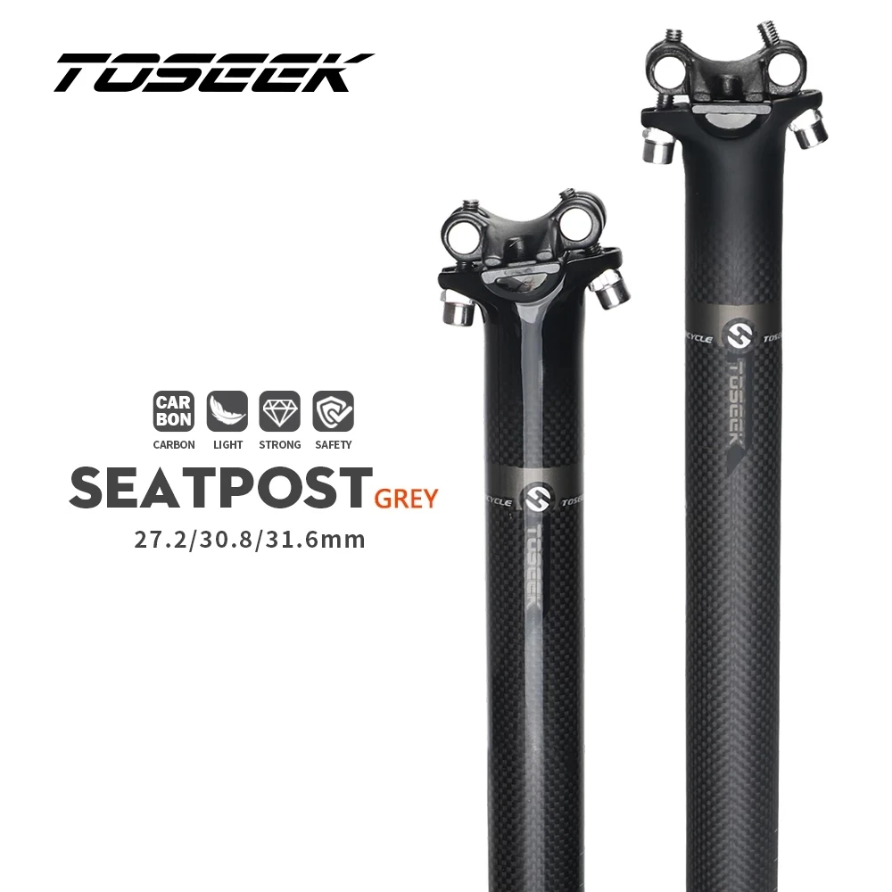 

TOSEEK Bicycle Seatpost Carbon Fibre Seat Post Bike Parts Offset 0mm Diameter 27.2/30.8/31.6mm