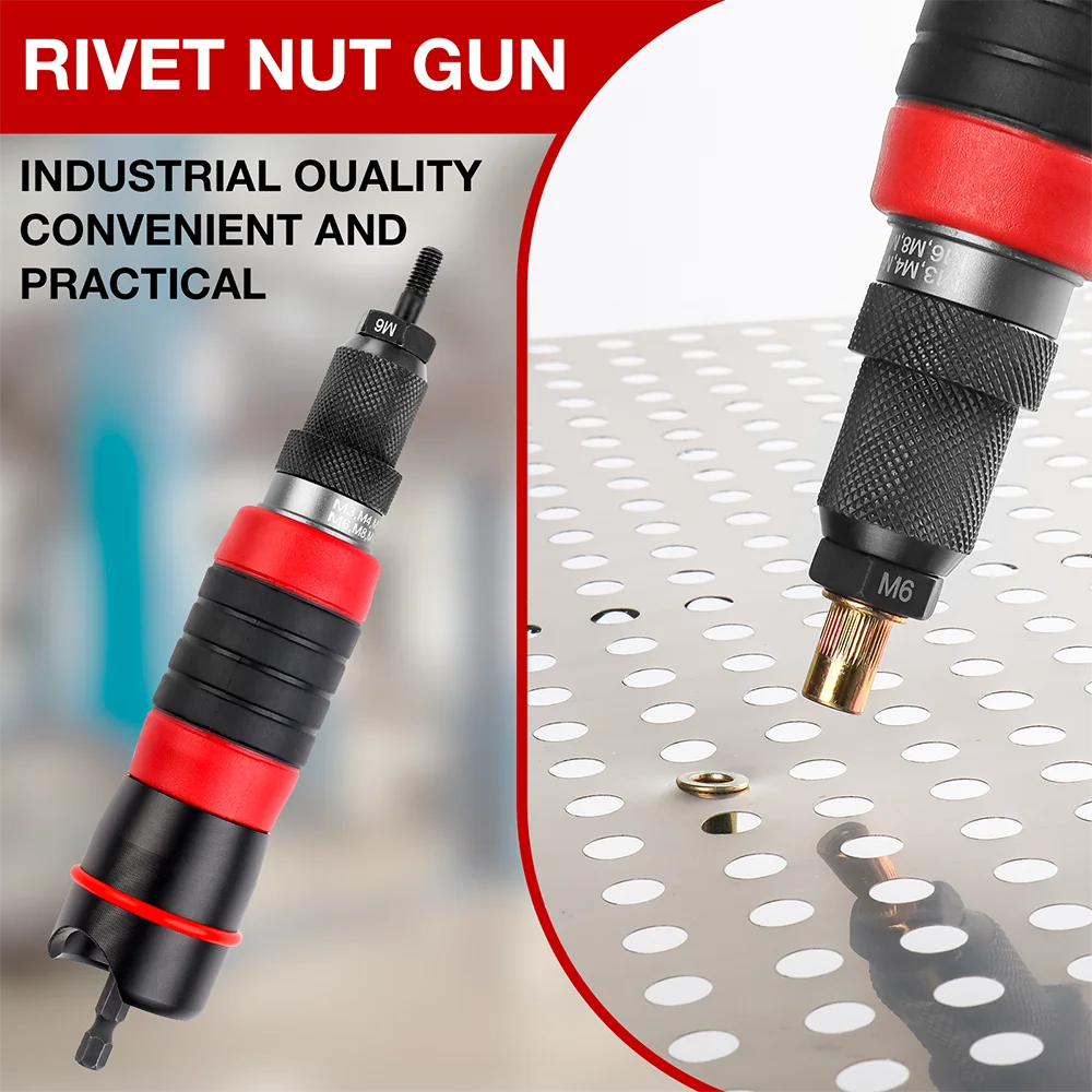 M3 M4 M5 M6 M8 M10 Electric Rivet Nut Adapter Cordless Home Rivet Gun Drill Bit Riveting Tools Tools Box 3-12mm