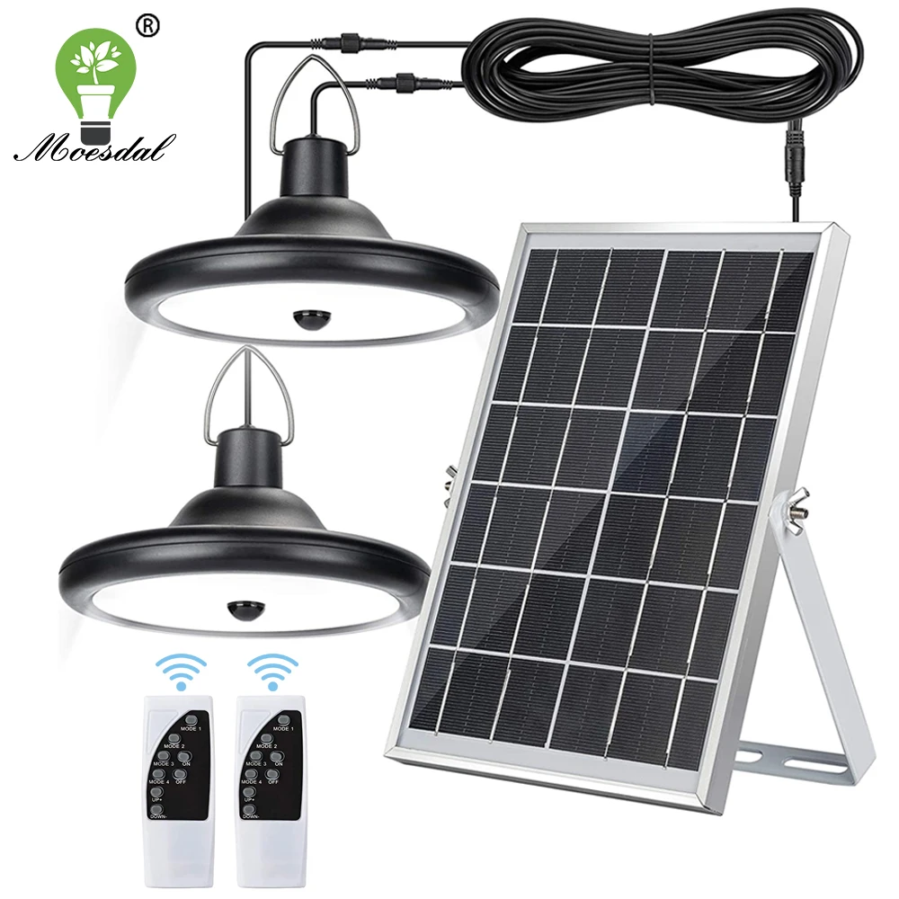 Double Head Solar Pendant Light Waterproof High Capacity Outdoor / Indoor Solar Lamp Suitable for Courtyards, Garages, Etc. led solar light deck light outdoor waterproof led fence light for steps courtyards railings walls warm white color change