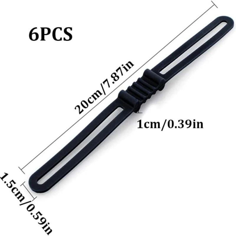 Pack of 6 Bike Band Silicone Phone Bicycles Straps Holder Fastening Straps Cycling Torch Bandages Reusable Accessories