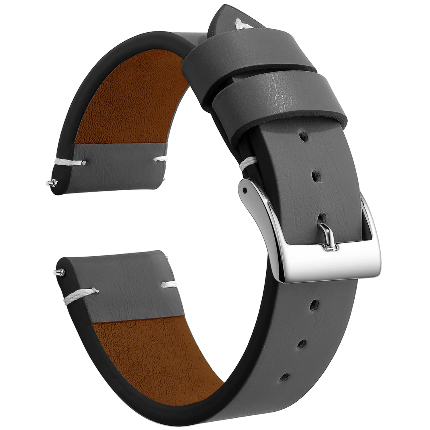 Vintage Leather Watch Band Strap with Stainless Steel Buckle