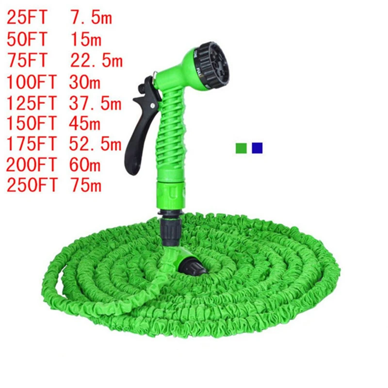 TUYAU D 'ARROSAGE EXTENSIBLE RÉTRACTABLE 7.5M 25ft + PISTOLET 7 JET