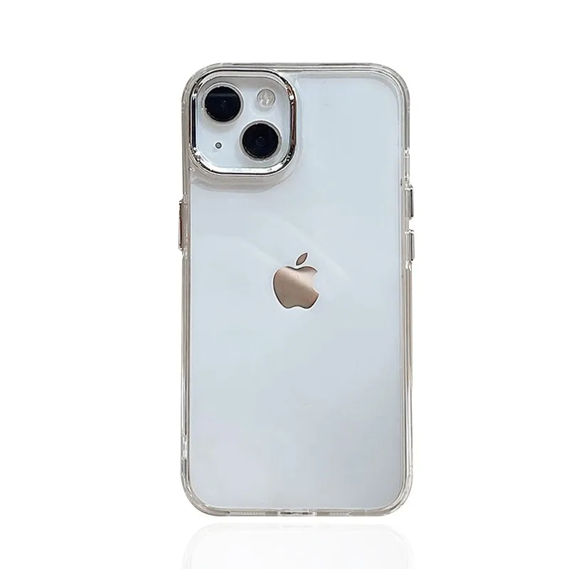 Luxury Electroplated Lens Frame Phone Case - Shockproof HD Clear Back Cover