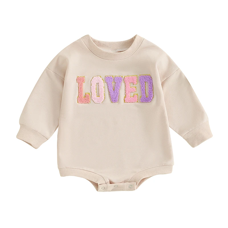 

Bmnmsl Baby Girls Sweatshirt Romper Letter Embroidery Long Sleeve Jumpsuits for Newborn Infant Toddler Cute Clothes