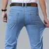 New Thin Denim Jeans Men's Blue Straight Stretch Cotton Pants High Quality Business Casual Lightweight Pants Summer Autumn 1