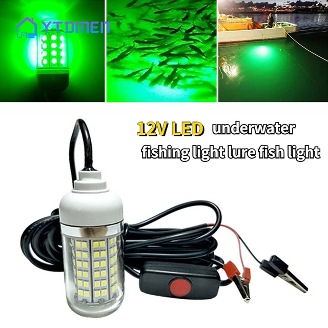 IP68 Waterproof 12V LED Green Underwater Fishing Light Attract