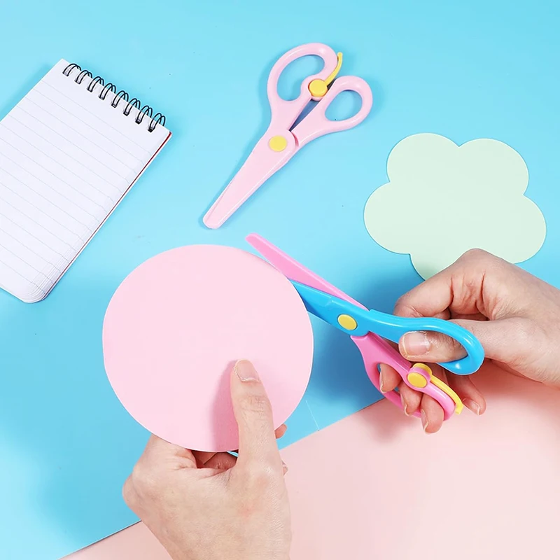 Plastic Scissors Double Color Splicing Handmade DIY Safe Scissors for Office Art Supplies Student Specific Paper Cuttings Tools TMZ