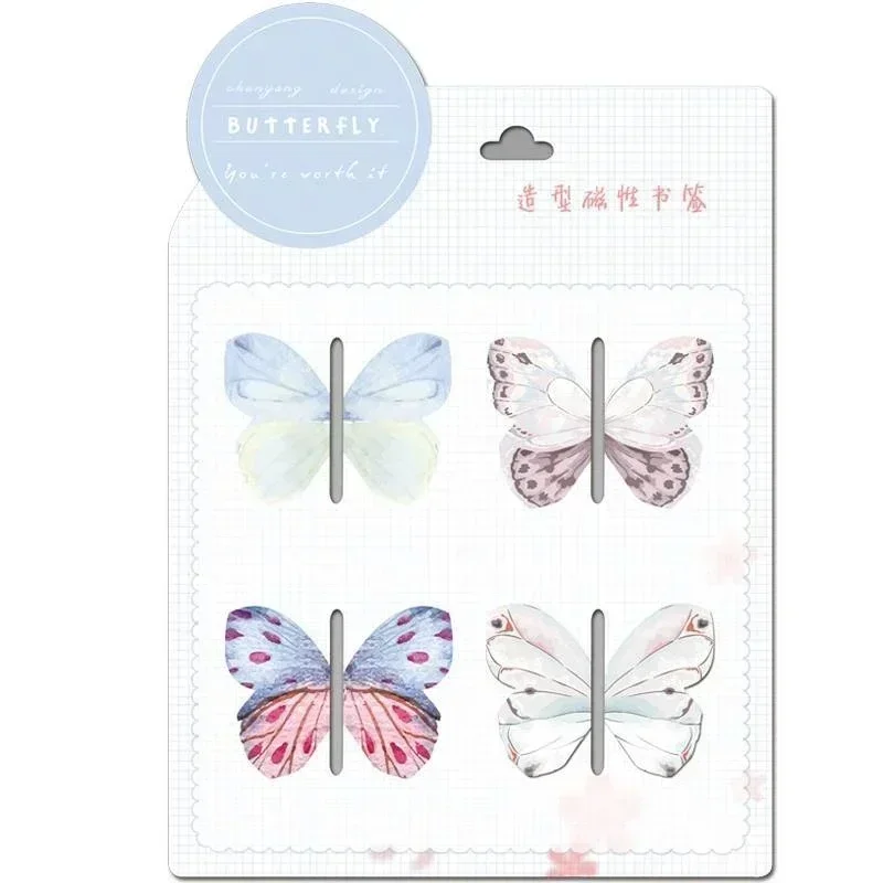 Cute Butterfly Magnetic Bookmarks Creative Animal Decoration Bookmarks Students Learning Reading Marking Stationery 4 Pack magnetic bookmark animal bookmark bookmarks stationery supplies