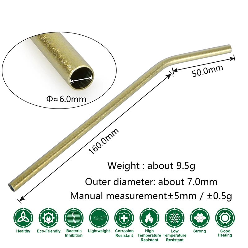 Colorful Titanium Reusable Straw Set with Cleaning Brush