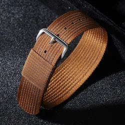 Military Style Nylon Canvas Watch Strap - Soft, Durable, and Stylish Replacement Wristband - 22mm (Brown)