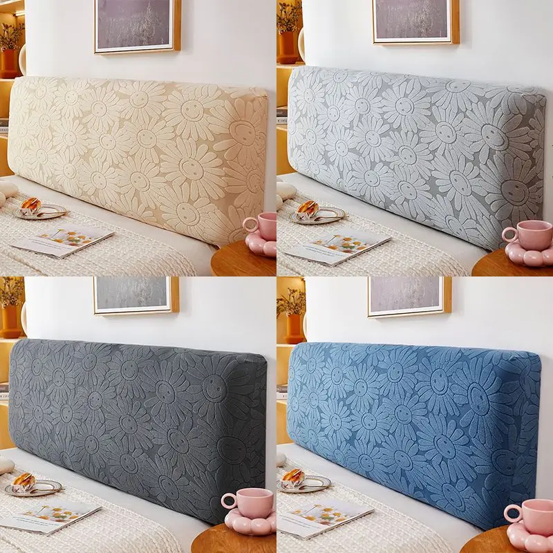 Jacquard Soft All-inclusive Headboard Cover Solid Color High Elastic Bed Head Cover King Queen Size Removable Backrest