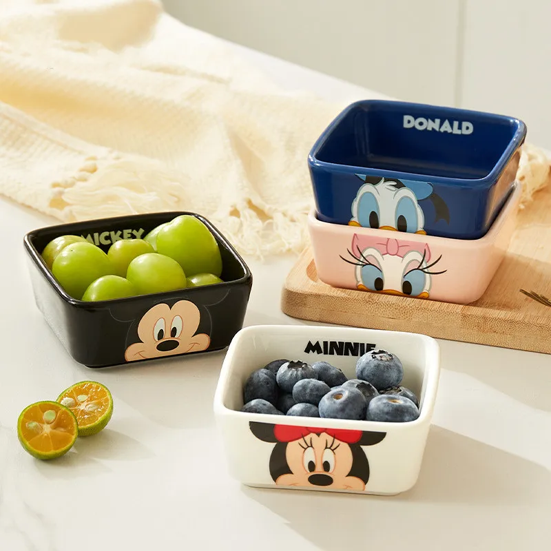 Kawaii Disney Anime Hobby Mickey Mouse Minnie Mouse Ceramic Sealed  Insulation Lunch Box Microwave Heating Lunch