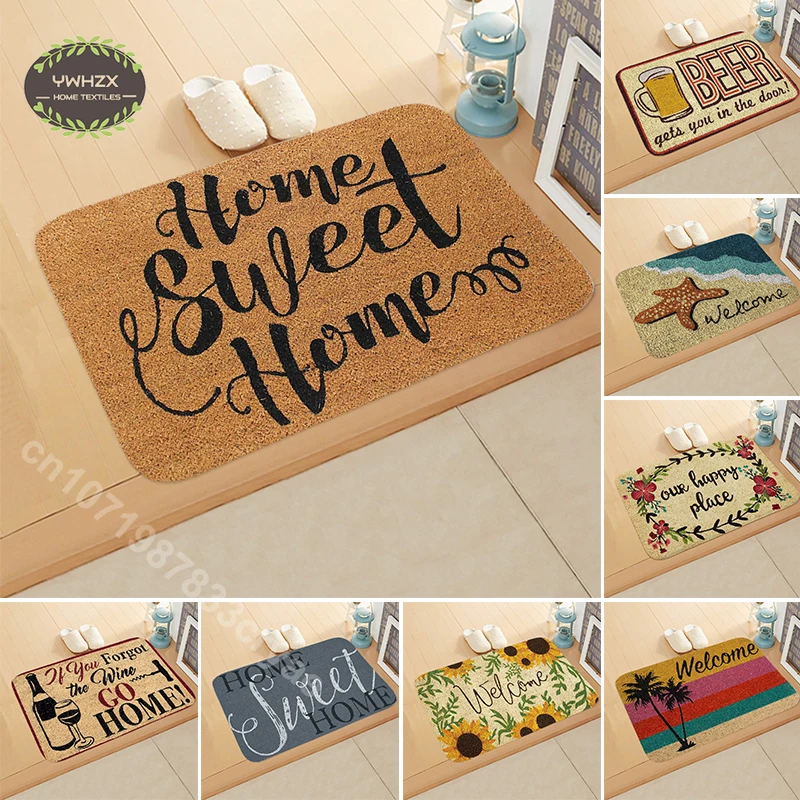 

Welcome Sweet Home Printed Floor Mat Carpet for Bathroom Anti Slip Kitchen Foot Mats Living Room Balcony Letter Art Decor Rugs
