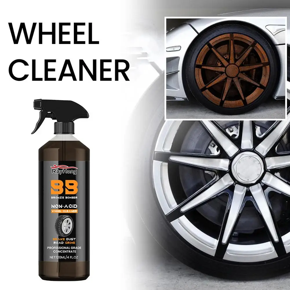 120ml Car Iron Remover Wheel Cleaner Wheel Hub Rust Removal Metal Disc Iron Powder Cleaner Chemical Reaction Car Detailing