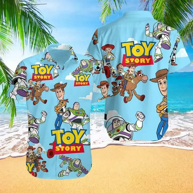 Toy Story Hawaiian Shirts Fashion Men Women Button Up Short Sleeve Shirts Disney Hawaiian Shirts Casual Beach Shirts Party Shirt 2
