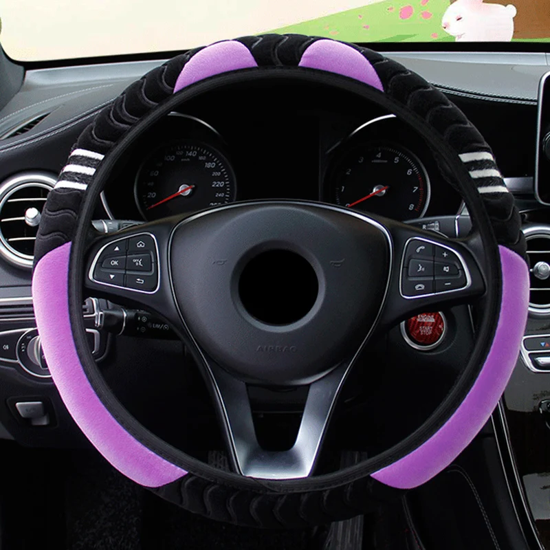 15" 38cm Car Steering Wheel Cover Plush Little Monster Elastic Warm Anti-slip Wheel Cover Car Styling Accessories for Women steering wheel cover