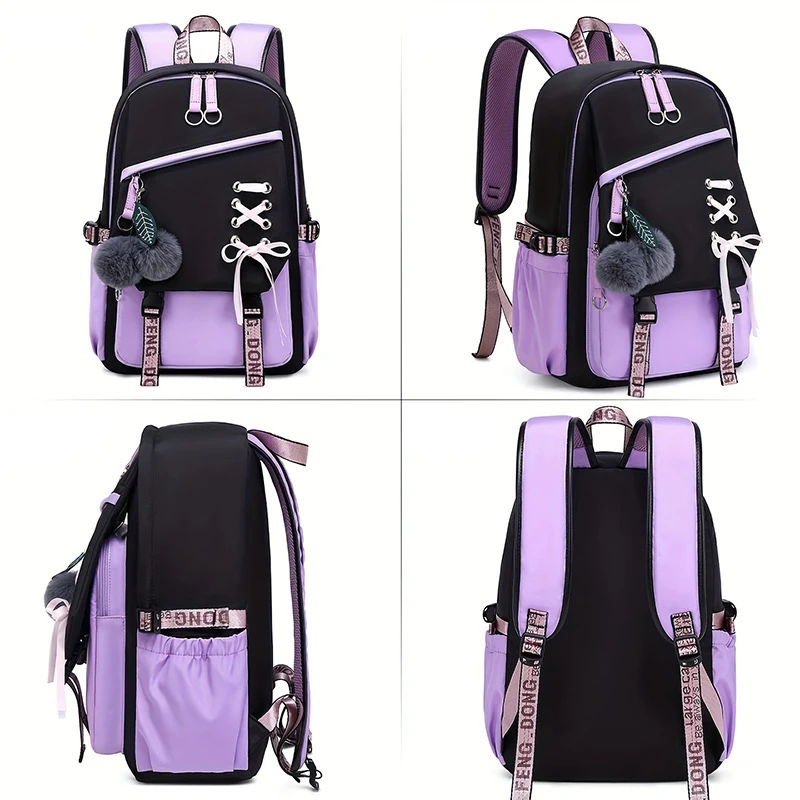 Zaino alla Moda, Grande Capacità per Ragazze Adolescenti e Studentesse, Borsa Scolastica con Fiocco, per Scuola Elementare, Media, Superiore e Università, Zaino Leggero - immagine 3