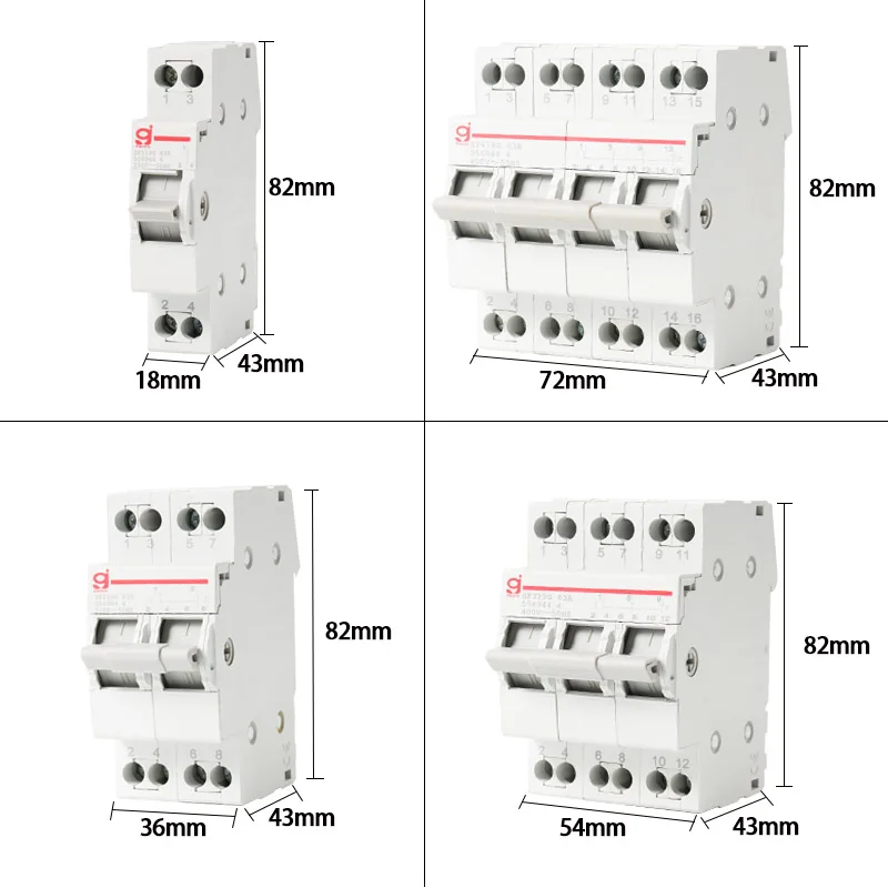 Circuit Breaker Transfer Switch 1P 2P 3P 4P 16A 32A 40A 63A 3 Position Dual Power Din Rail Isolating Manual Transfer Switch MTS AC Interlock
