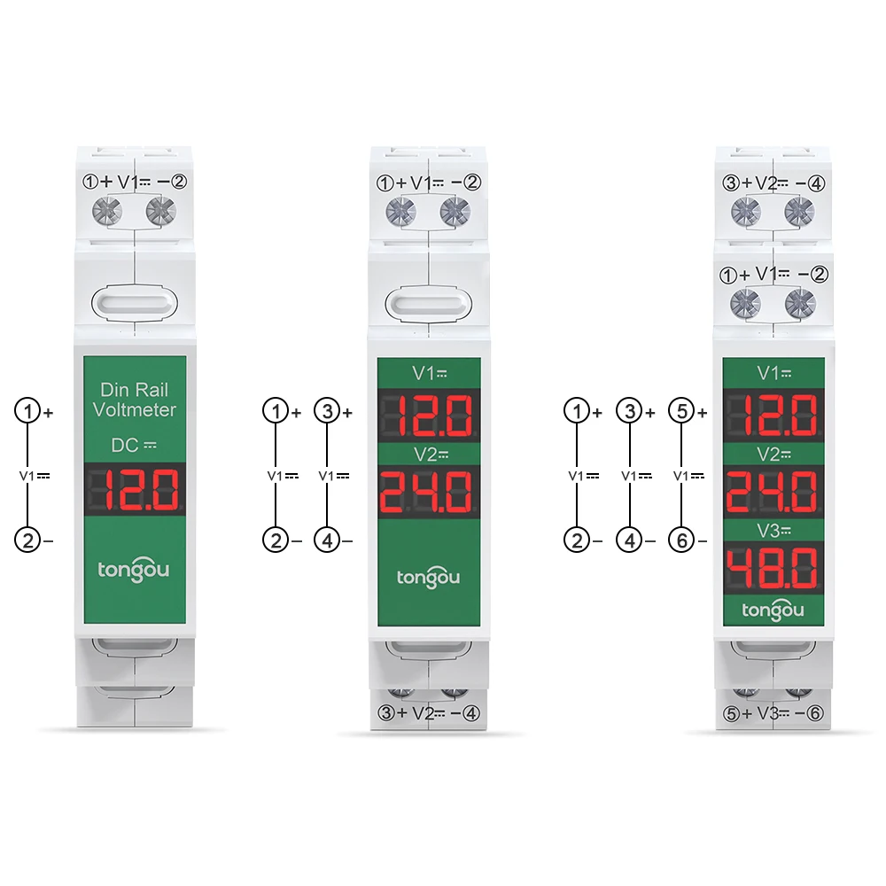 Voltmetro Trifase Digitale Con Schermo LCD - Misuratore Di Tensione 60-450V Per Montaggio Su Guida DIN - Foto 2