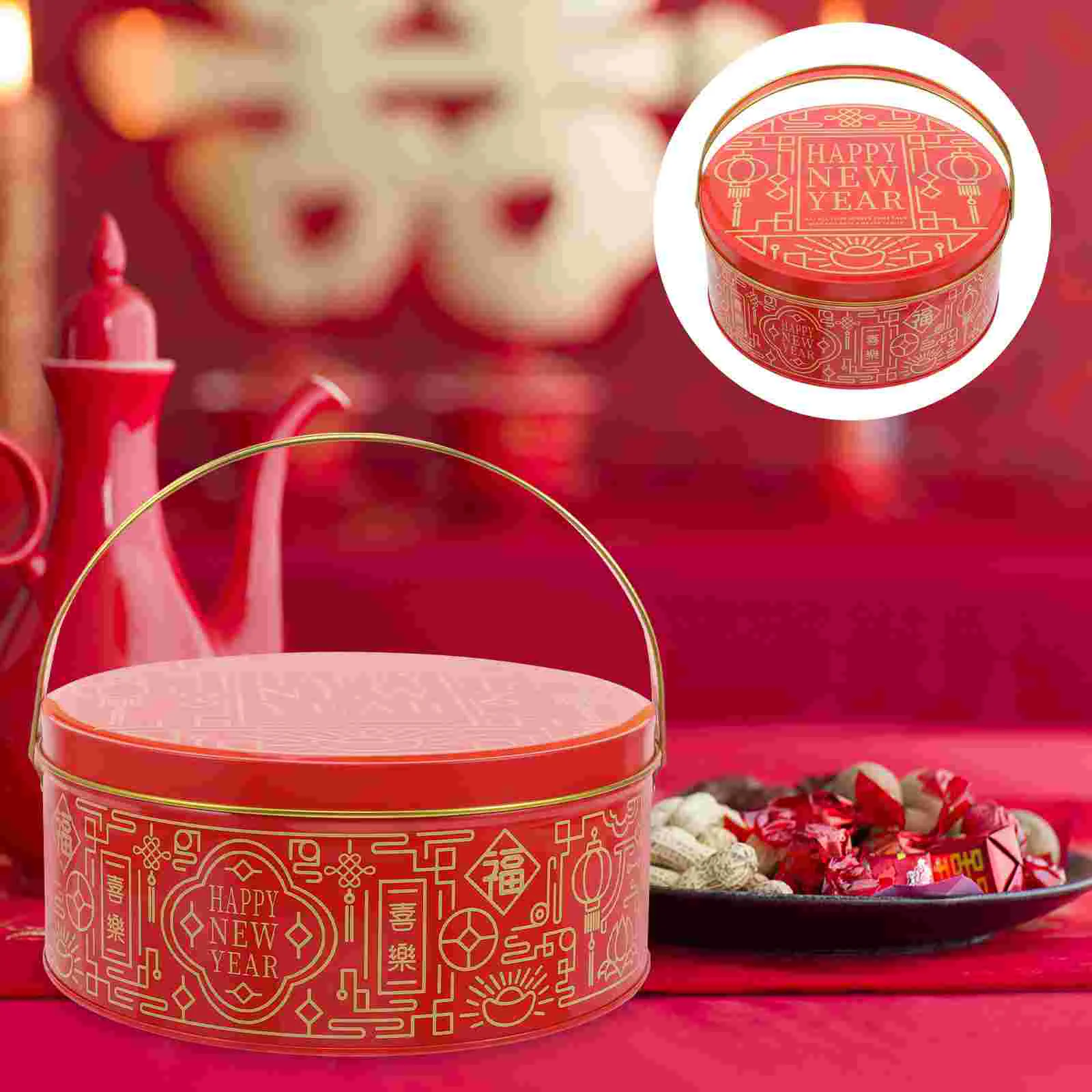 

Chinese New Year Cookie Tins Happy New Year Candy Box Biscuit Box Treat Tins Dragon Year Candy Storage Container Gift Box