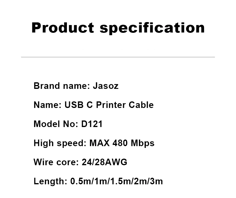 Jasoz typ c zu usb b 2,0 drucker kabel hoch geschwindigkeit kabel für hp canon bruder epson dell drucker faxgerät scanner typ c kabel – Detail 12