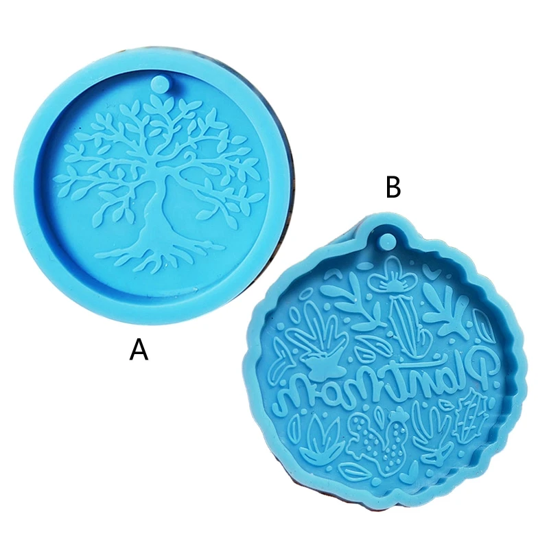 

R3MC Round Keychain Silicone Mold Circle Keychain Charms Epoxy Resin Molds Casting Molds with Hole
