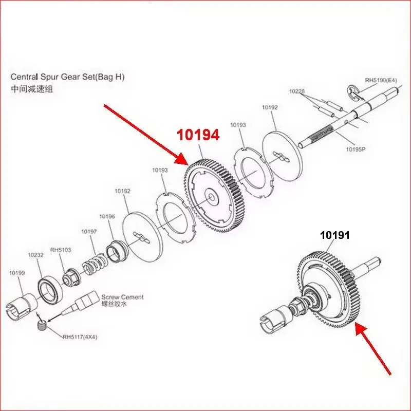 Racing RH1011/RH1013/RH1018/RH1019/RH901/RH902 Spur Gear 65T (EP) 10194 /10968 Pinion Gear 10201(17T) For VRX spur and pinion gears