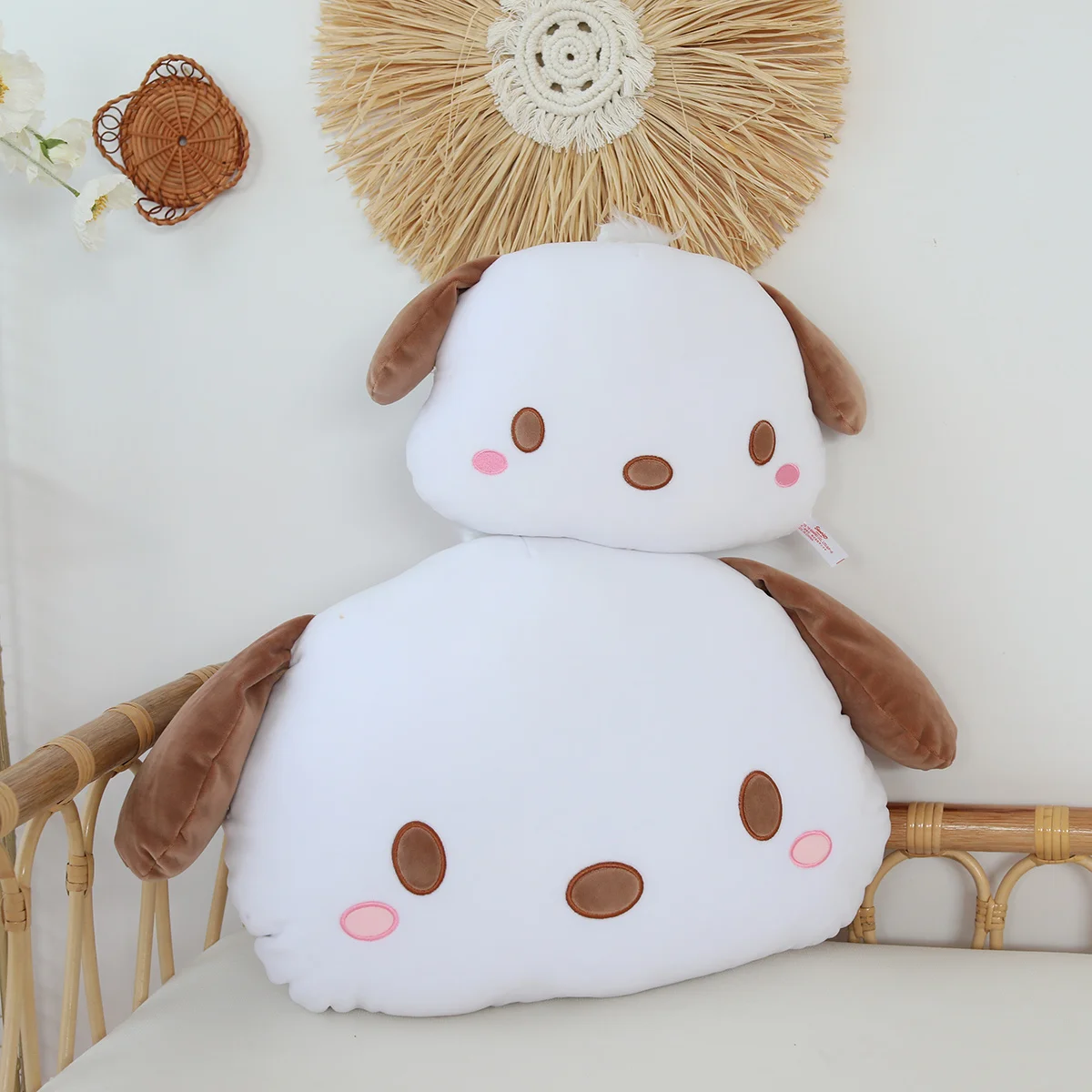 Sanrio Cute Pochacco Plush Toy Headrest Seat Belt Cover Back Cushion For Car Seat Throw Pillow Sofa Bed Xmas Gifts Girl