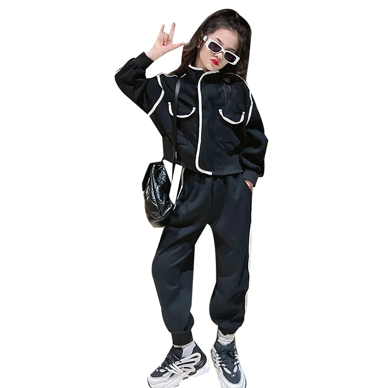 

Girls Clothes Fashion New Suit Autumn Winter Plush Tops + Trousers 2pcs Teens Clothing Thick Warm Casual Sportswear Set 4-14 Yrs