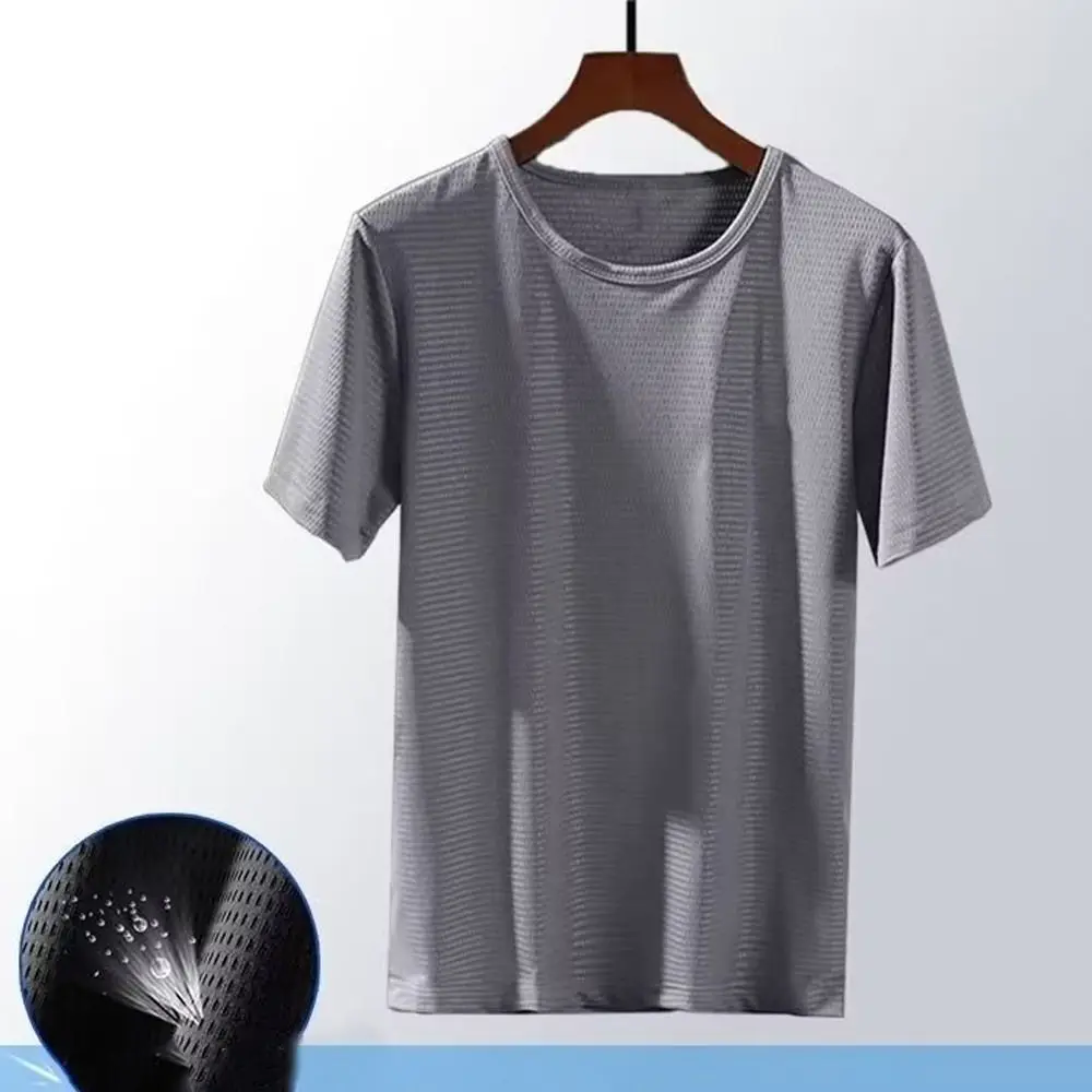 Description Picture 5 of itemFashion Round Neck Quick Dry T Shirts Simple Thin Short Sleeve T-shirt Bottoming Shirt Large Size Basic T-shirt for Men Male