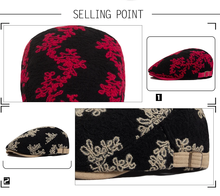 Männer Frauen Baskenmütze Baumwolle Druck Vintage Zeitungsjunge Mütze Frühling Herbst Casual Hut Für Weibliche Visier Flache Hüte Mode Maler Berets – Detail 2