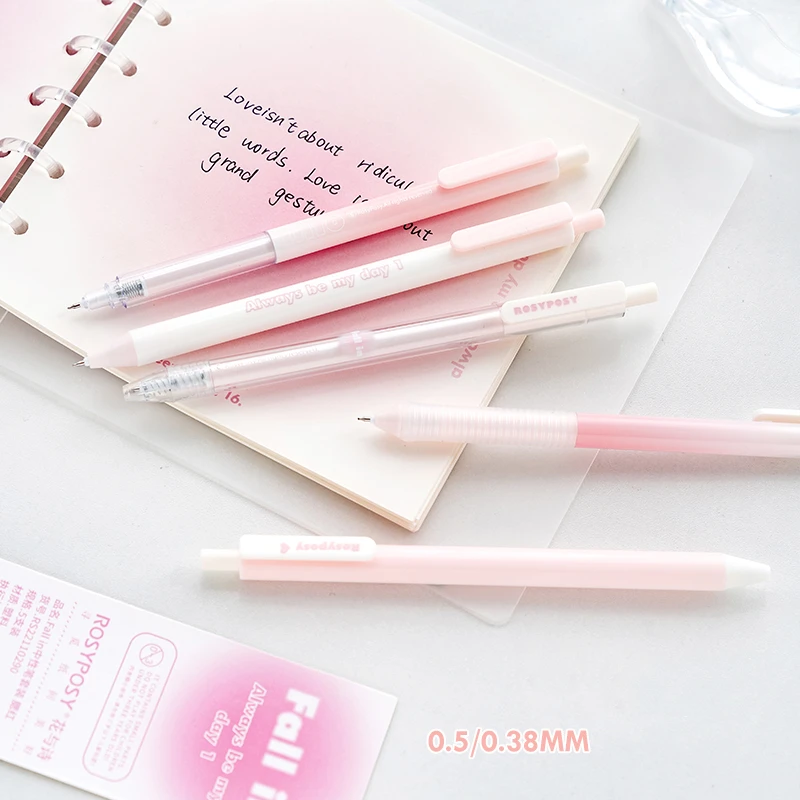 5pcs Blush Design Gel Pens Set Gradient Color Style Black Ink for Writing Unique Gift Office School Supplies F7136